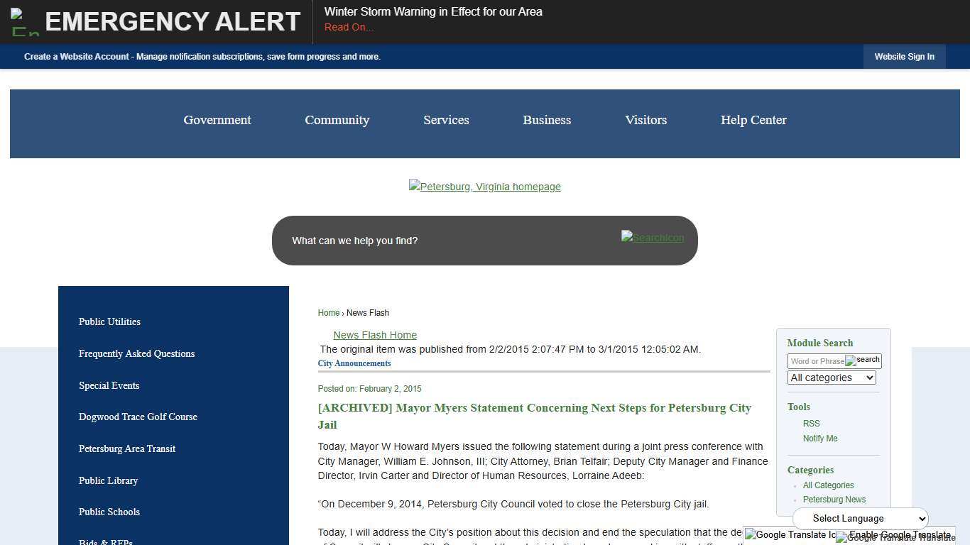 News Flash • Petersburg, VA • CivicEngage